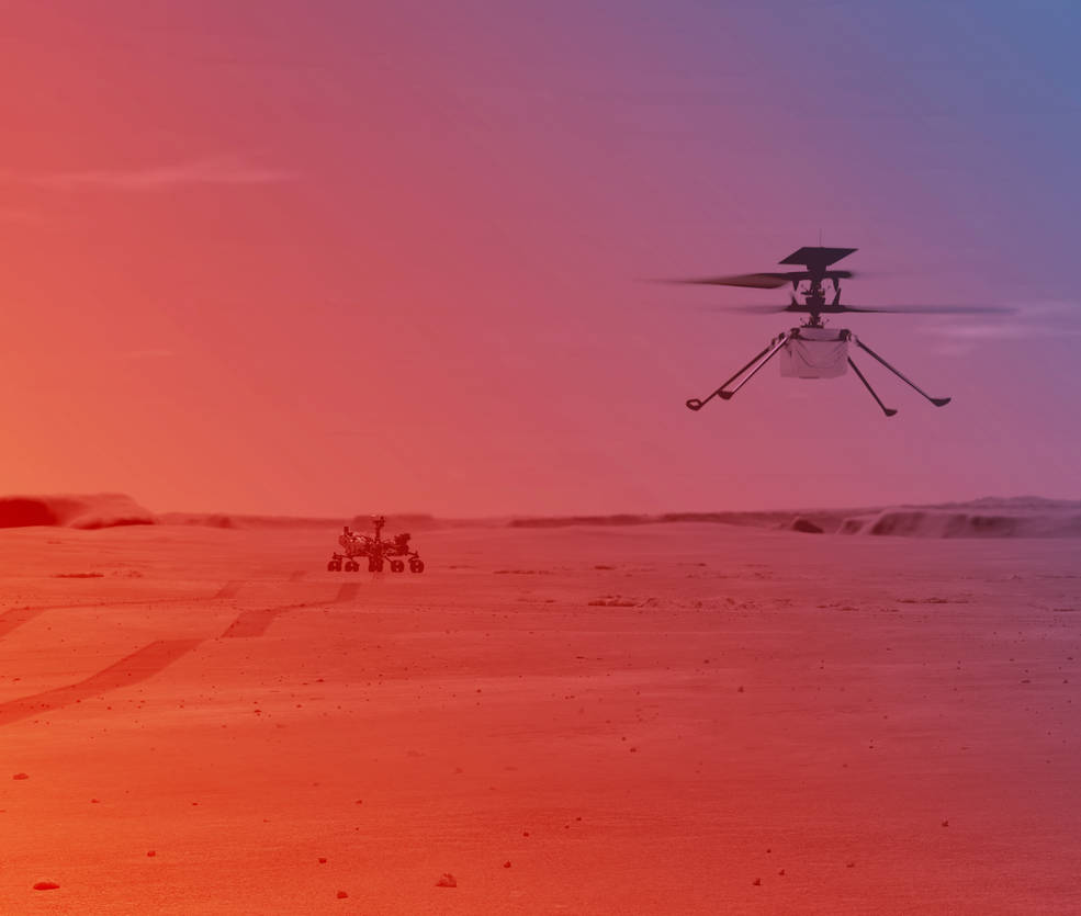 मंगल ग्रहमा हेलिकप्टर उडाउँदै नासाका वैज्ञानिक